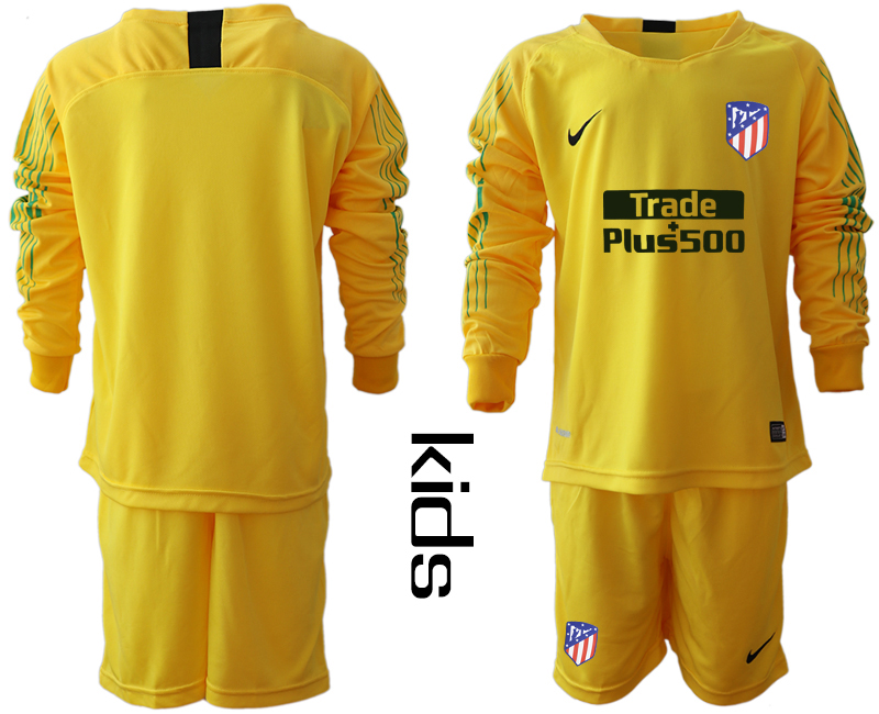 2018_2019 Club Atletico Madrid yellow goalkeeper long sleeve Youth soccer jerseys